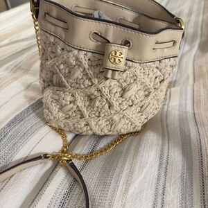 Tory Burch Beige Woven Crossbody Bag